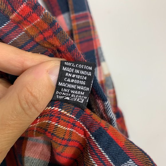 IM Imperial Motion 100% Cotton Red‎ Plaid Flannel Button Down Sz M - Picture 9 of 9